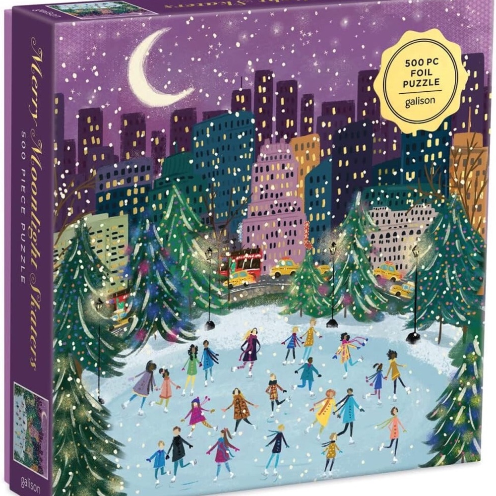 Merry Moonlight Skaters Puzzle - 500 Piece, Purple